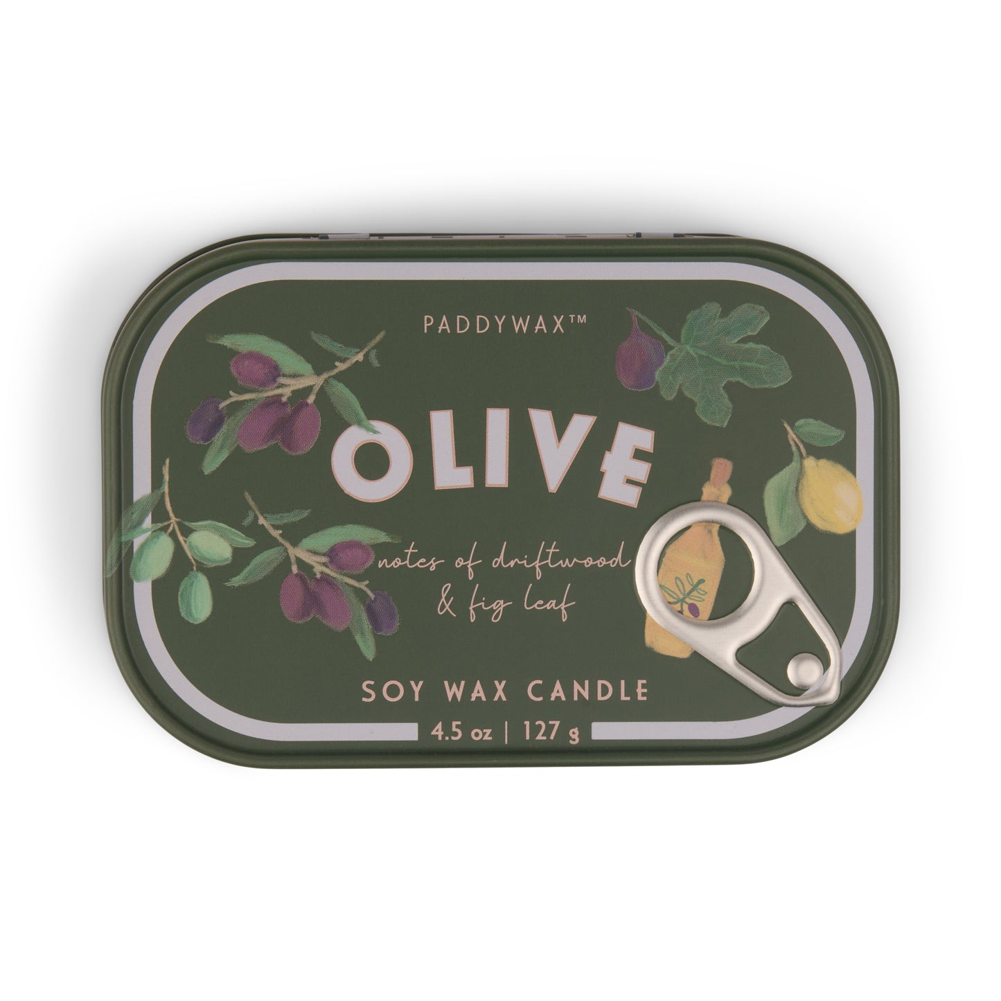 Paddywax Bistro 4.5 oz Printed Tin Candle | Fig & Olive