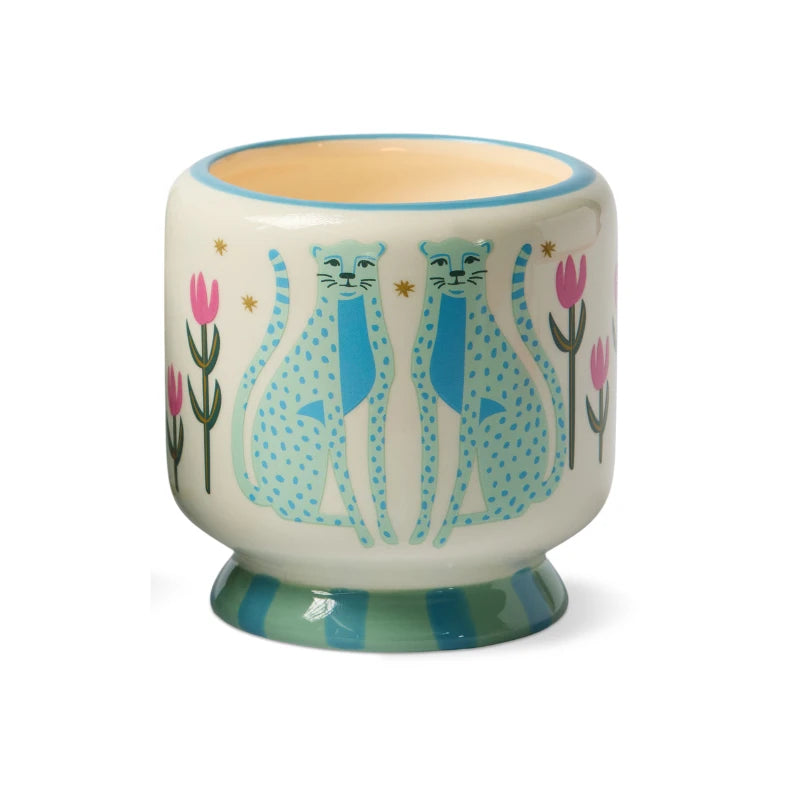 Paddywax 8 oz A Dopo Handpainted Blue Cheetah Candle