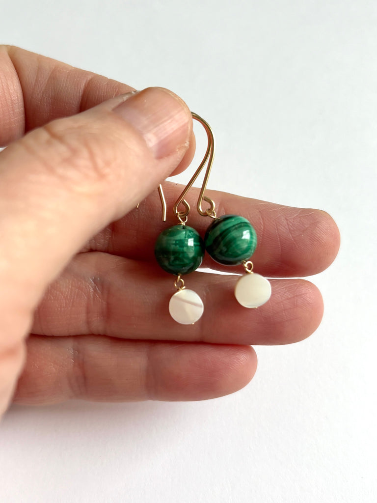 Malachite and Mother of Pearl Earrings | GF