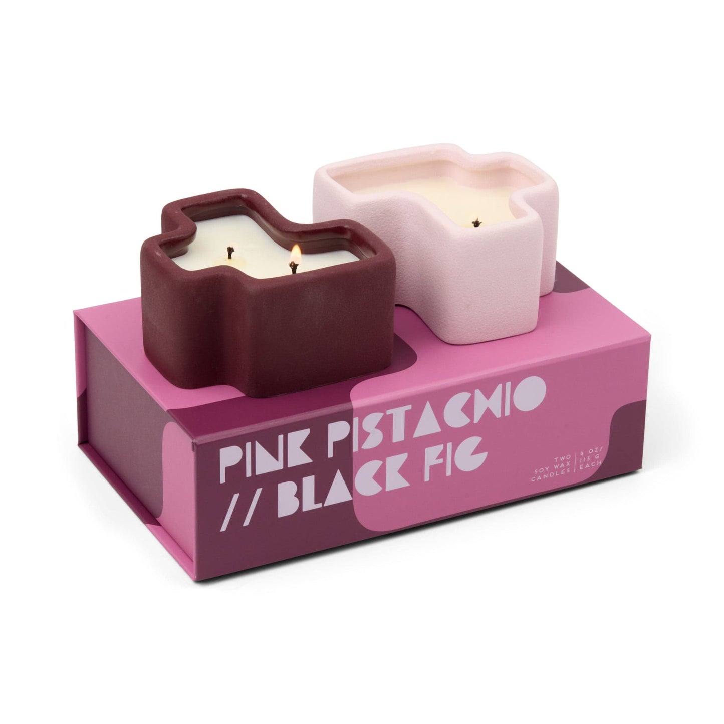 Paddywax Jigsaw Candles | Burgundy and Pink Pink Pistachio and Black Fig