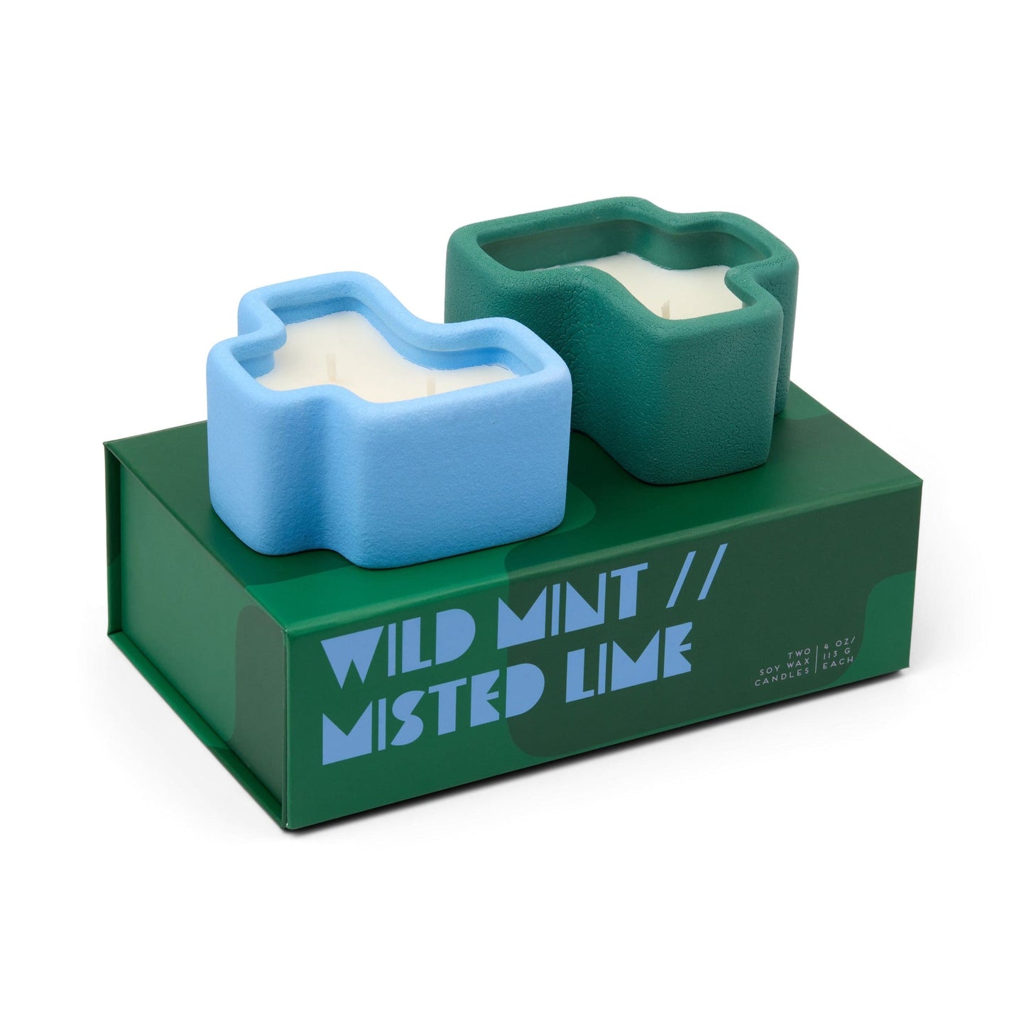 Paddywax Jigsaw Candles | Green and Blue Wild Mint and Misted Lime