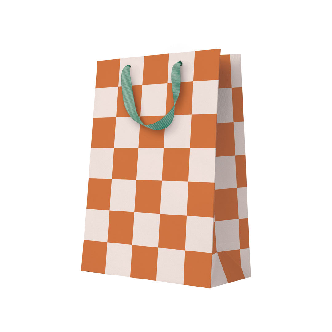 Large Gift Bag | Burnt Sienna Checkerboard