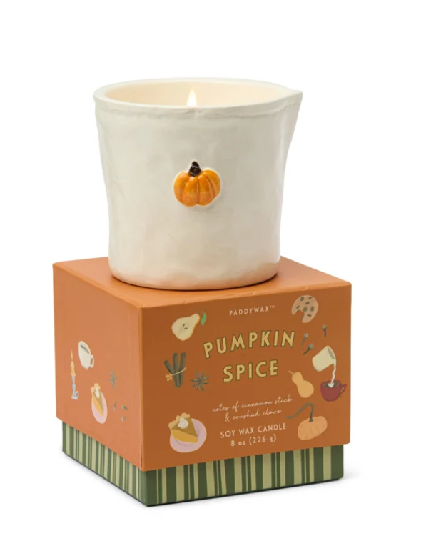 Paddywax Bistro 8 oz White Ceramic Candle | Pumpkin Spice