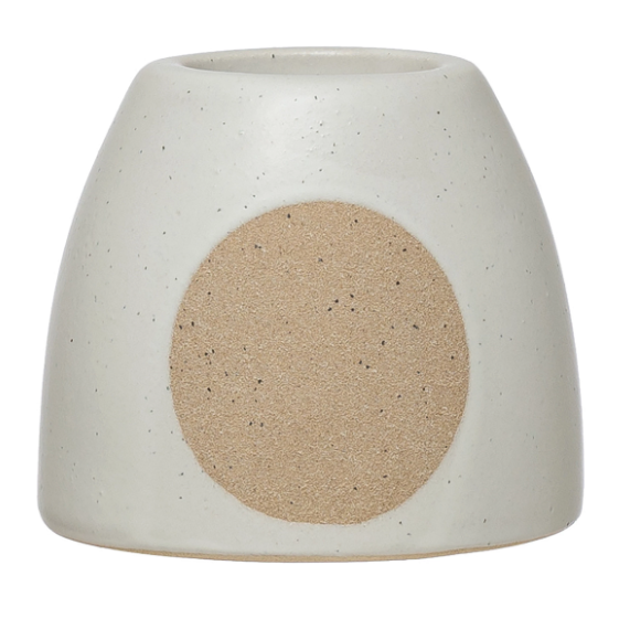 Stoneware Tealight Holder with Circle Design