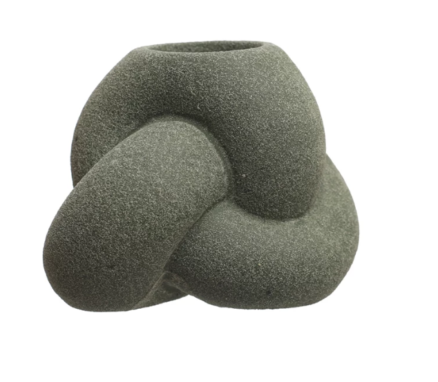 Stoneware Tealight/Taper Holder, Sand Finish, Green