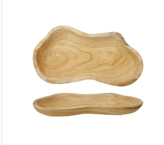 Decorative Paulownia Wood Tray, Natural