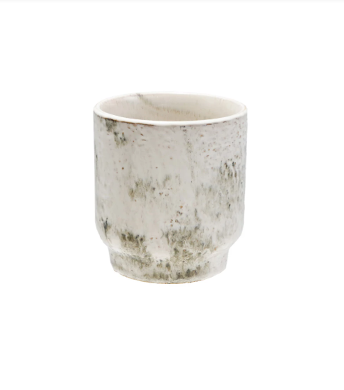 Stoneware Planter, Reactive Glaze, Grey & White