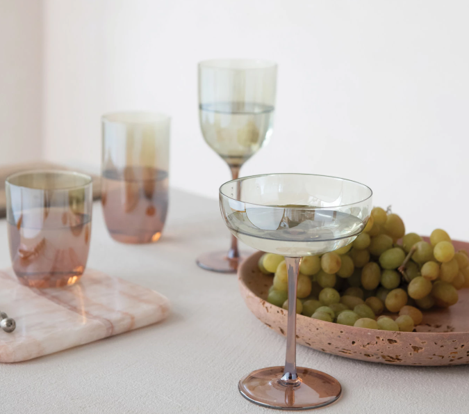 Wine Glass | Iridescent Amber & Green