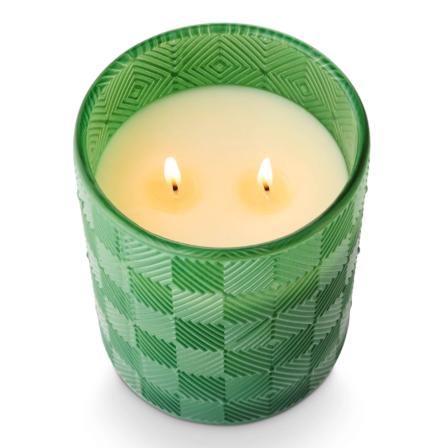 Illume 16.5 oz Textured Glass Candle | Jungle Green Magnolia