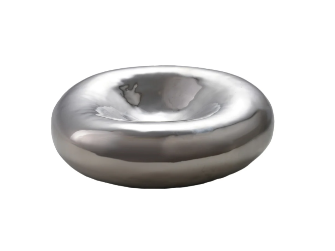 Decorative Stoneware Bowl, Chrome Finish