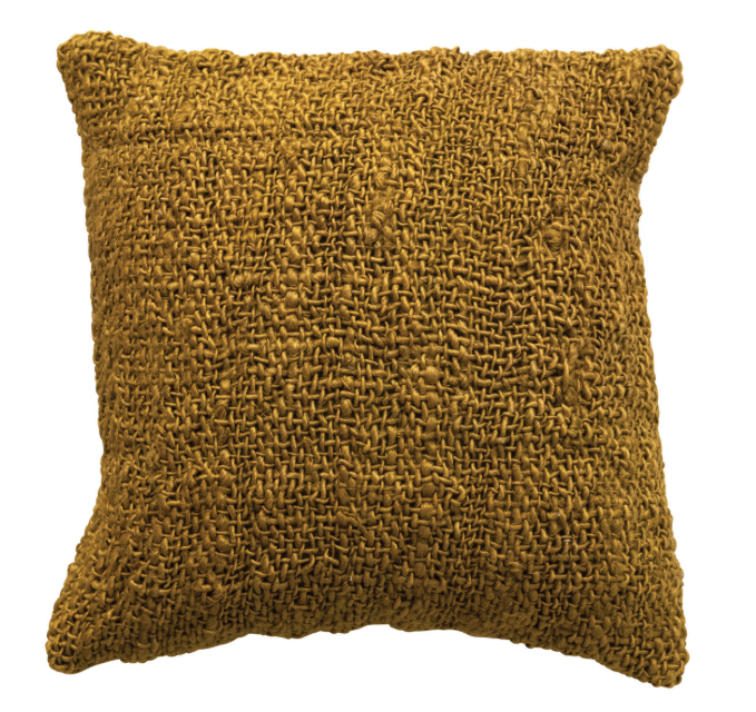 Woven Cotton & Jute Pillow | Mustard
