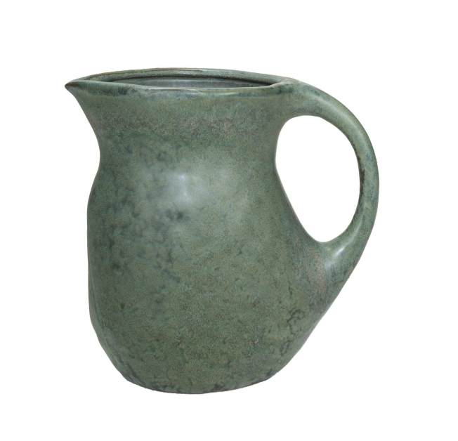 Green 2.5 Quart Stoneware Pitcher