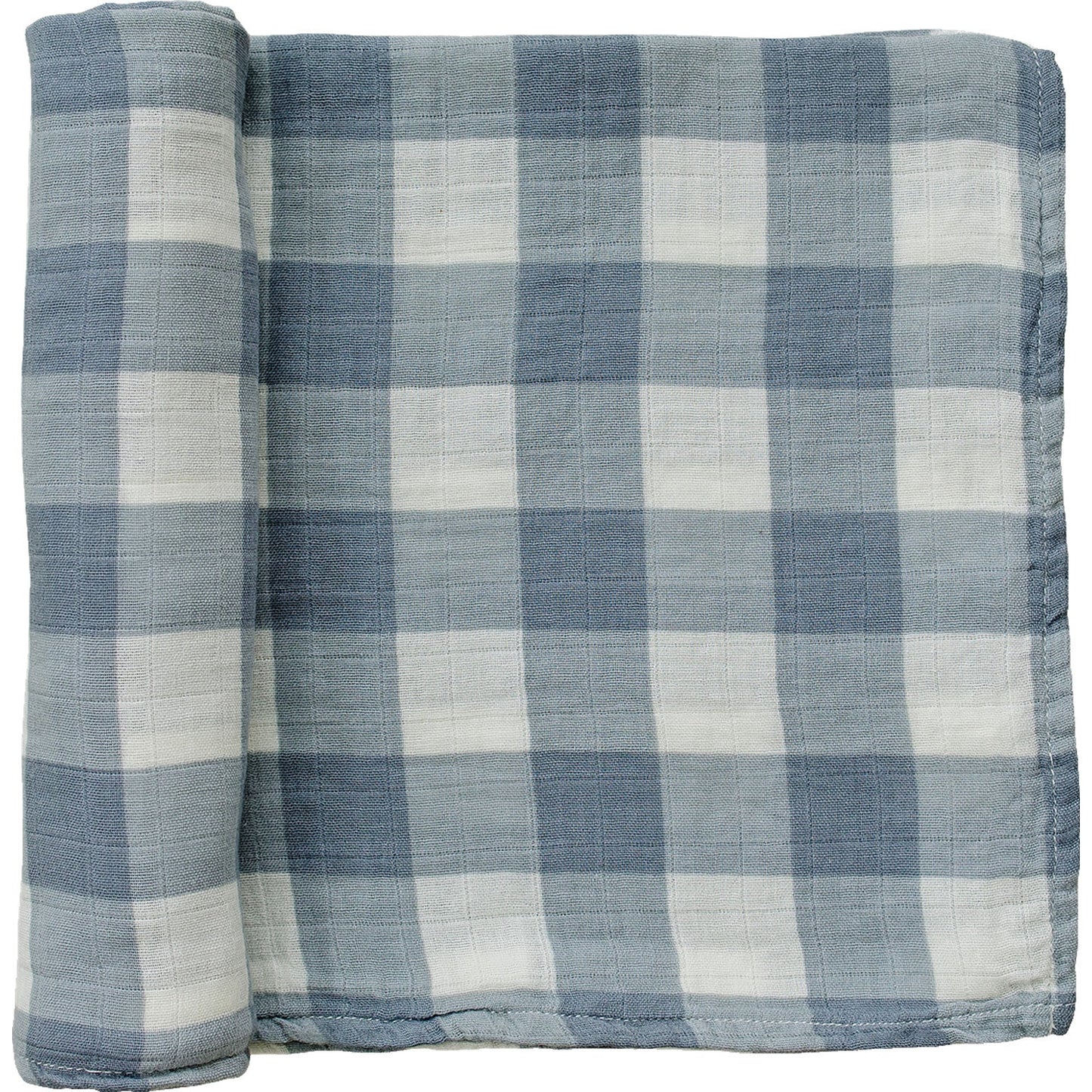 Dusty Blue Gingham Muslin Swaddle