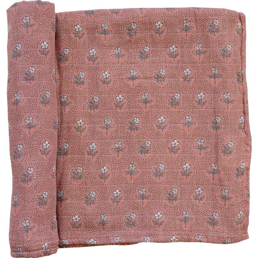 Vintage Pink Floral Muslin Swaddle