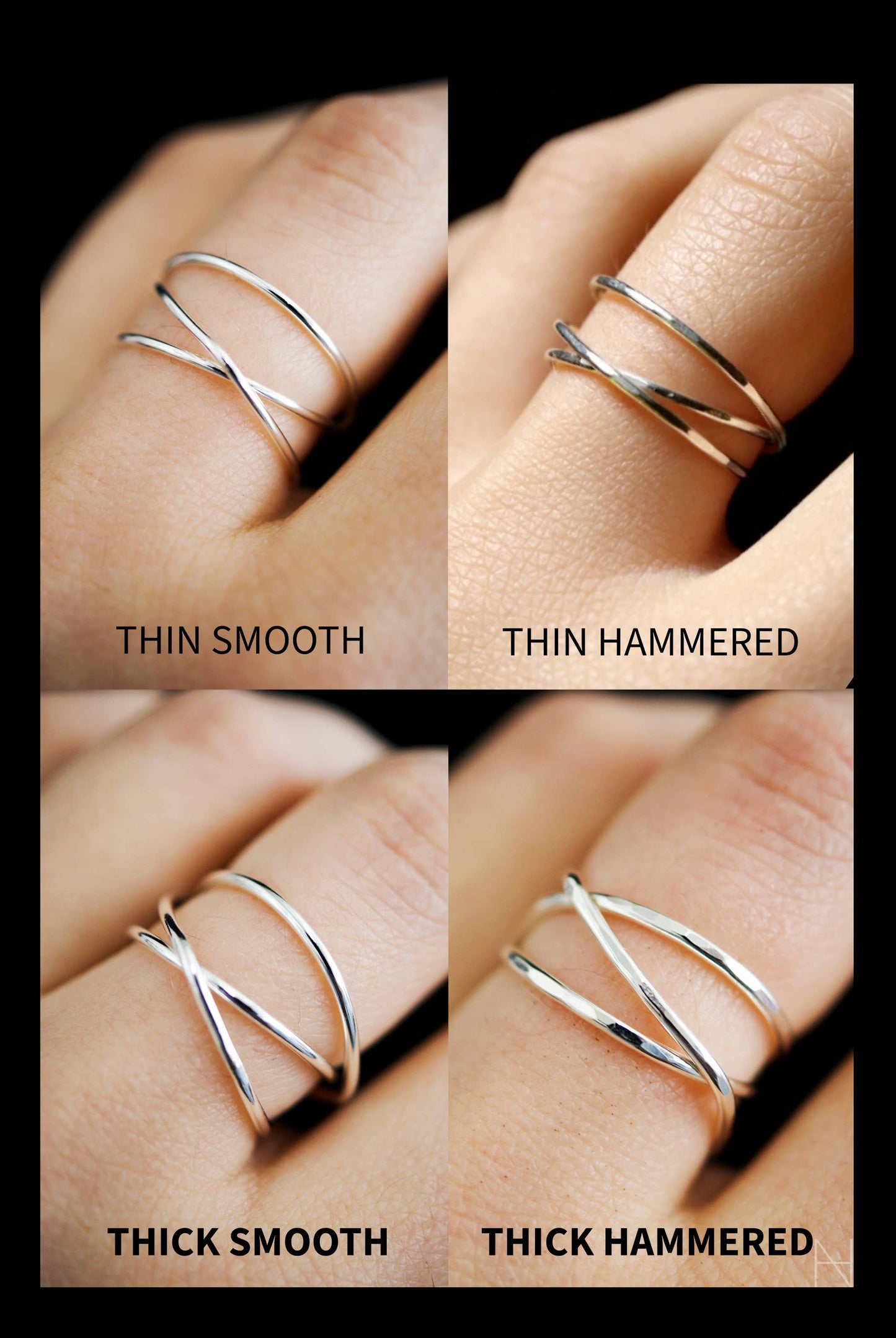 Small Wraparound Ring, Sterling Silver: Smooth / 7 / Thin