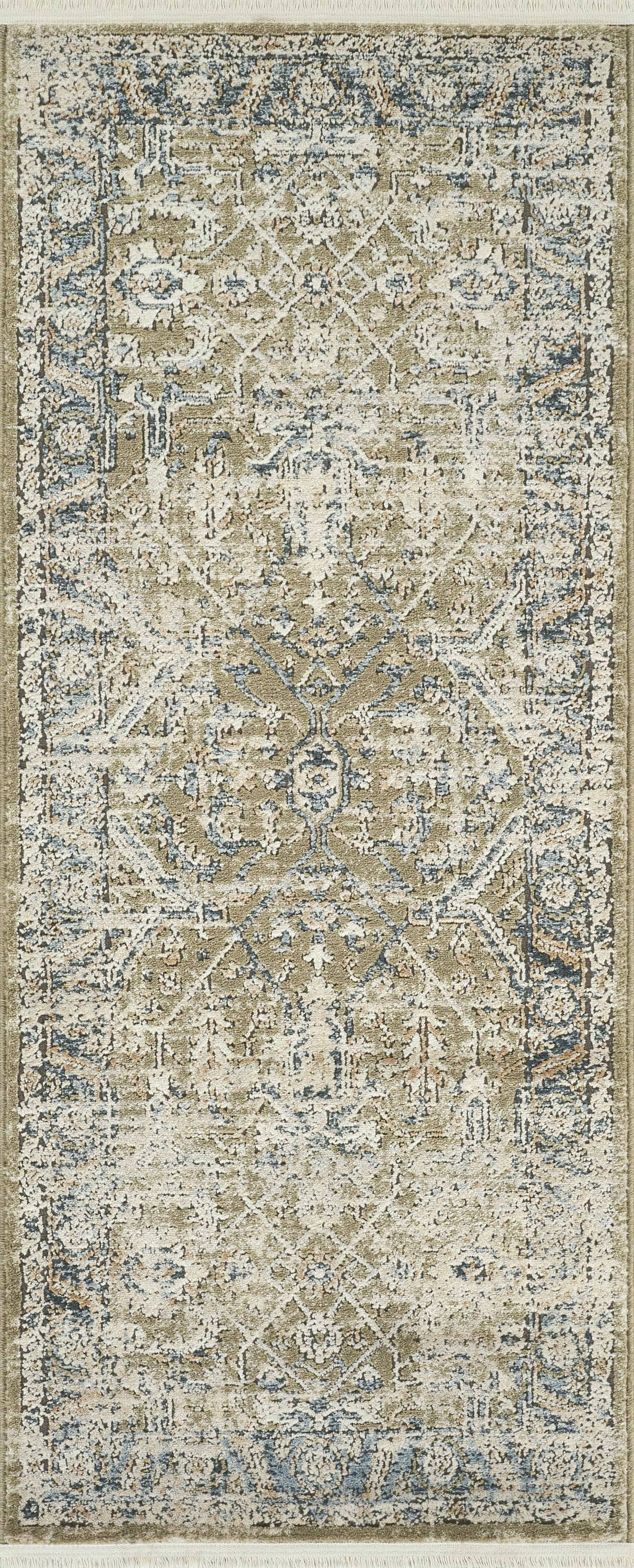 Abani Savoy Vintage Green Blue Area Rug: 6' x 9'