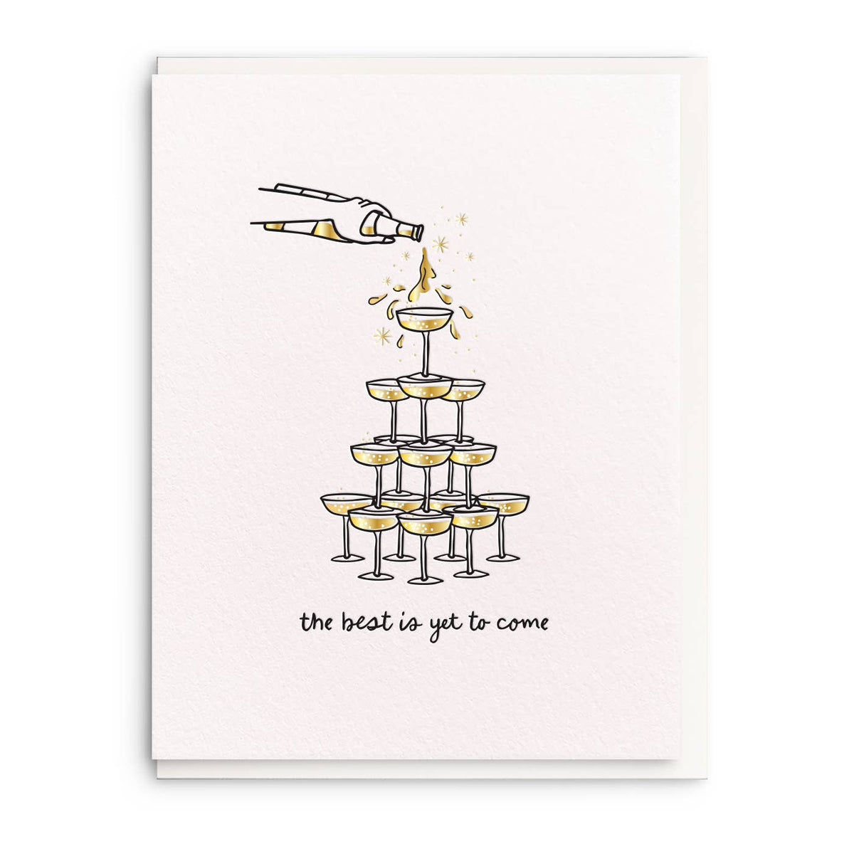 Champagne Tower, Letterpress and Foil Wedding Greeting Card
