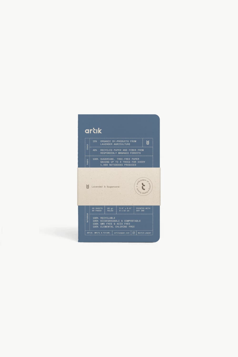 Artik Pack of 3 Pocket Singer Sewn Notebooks | Ruled | Lavender