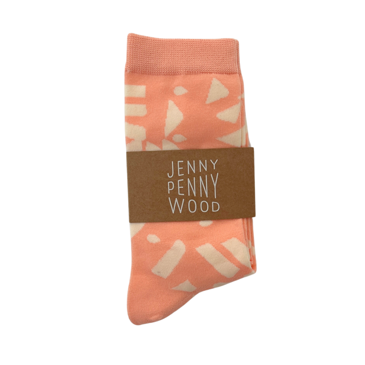 Crew Socks | Dashes & Moons in Coral & Natural