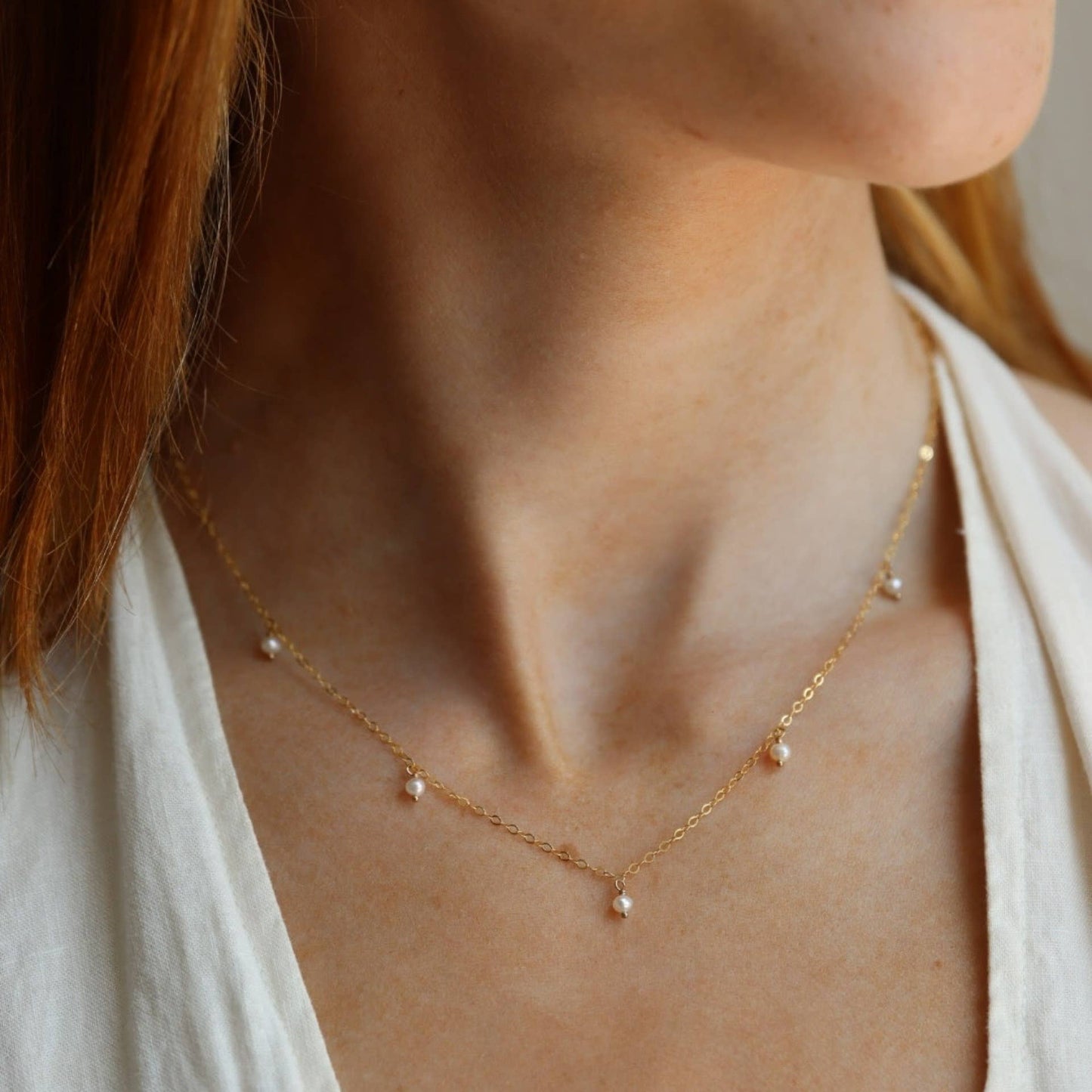 Delicate Pearl Necklace | 14k Gold Fill / 14"