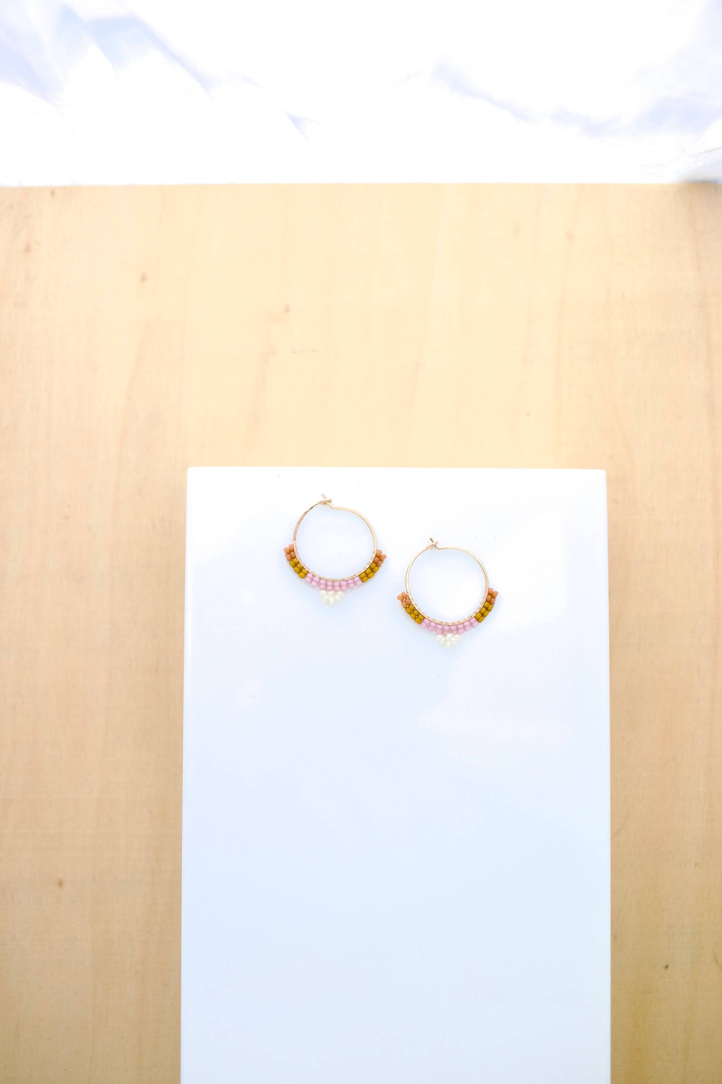 Beach Pearl Hoops | Sky Blue / Gold Filled