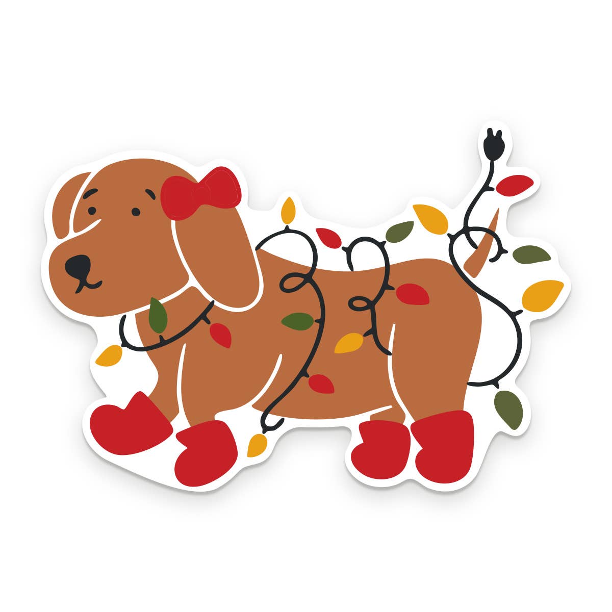 Christmas Light Dog Holiday Vinyl Sticker