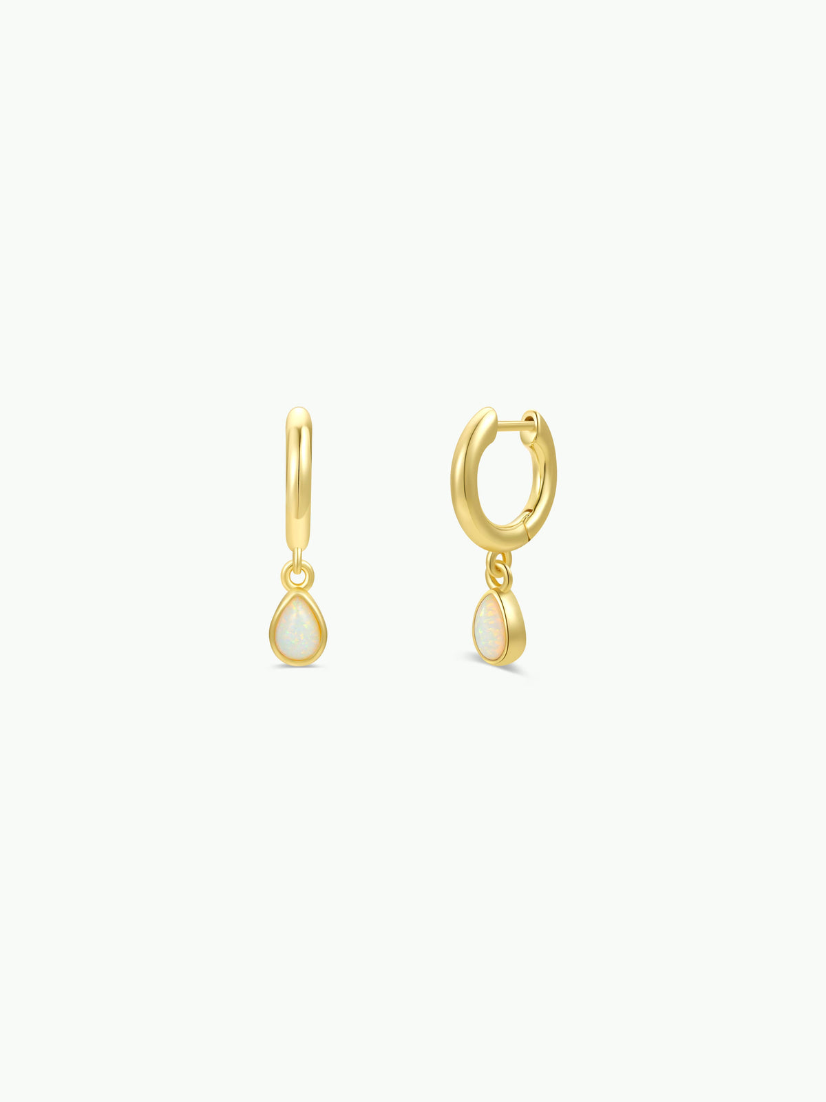 Teardrop Charm Hoop - White Opal