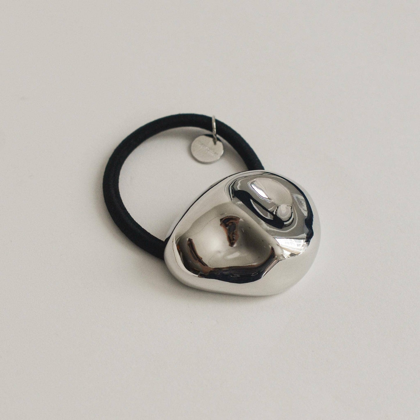 Large Pebble-Shaped Metal Hair Tie | Silver