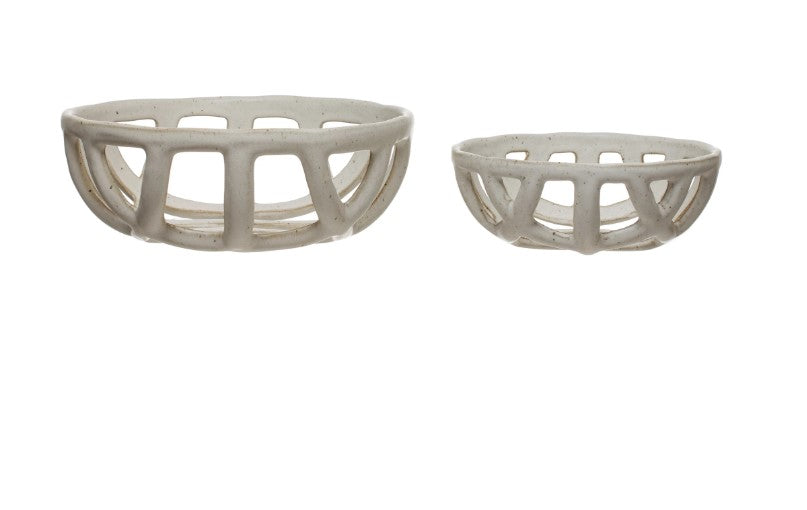 Handmade Stoneware Basket Bowls