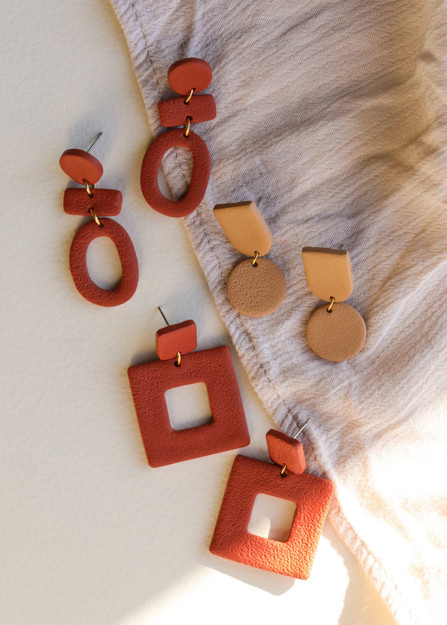 Square Clay Earring- Terracotta