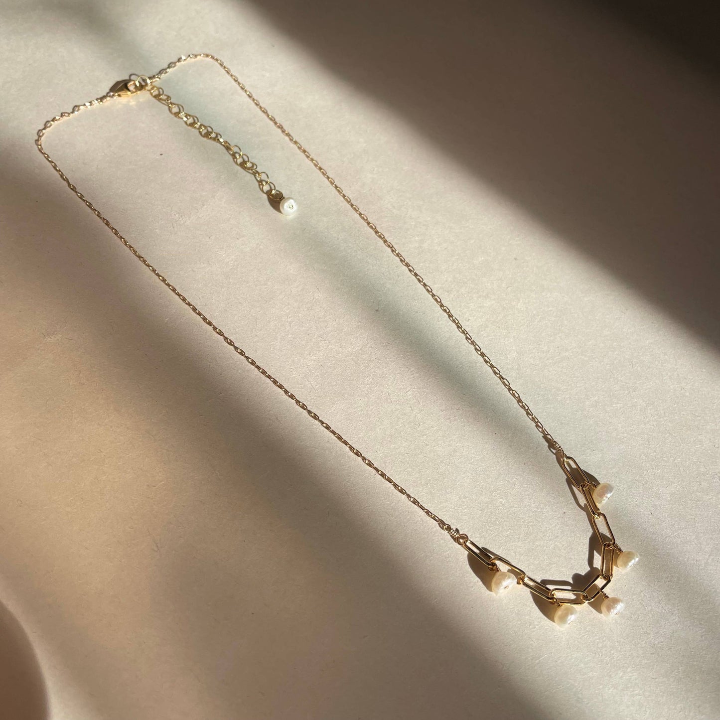 Mini Pearl Chain Necklace: 14k Gold Fill