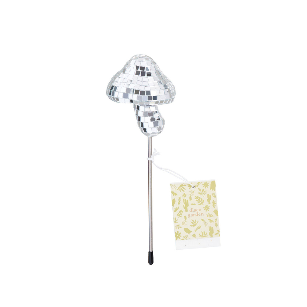 Mirror Disco Ball Decorative Plant Stakes | Disco Mushroom