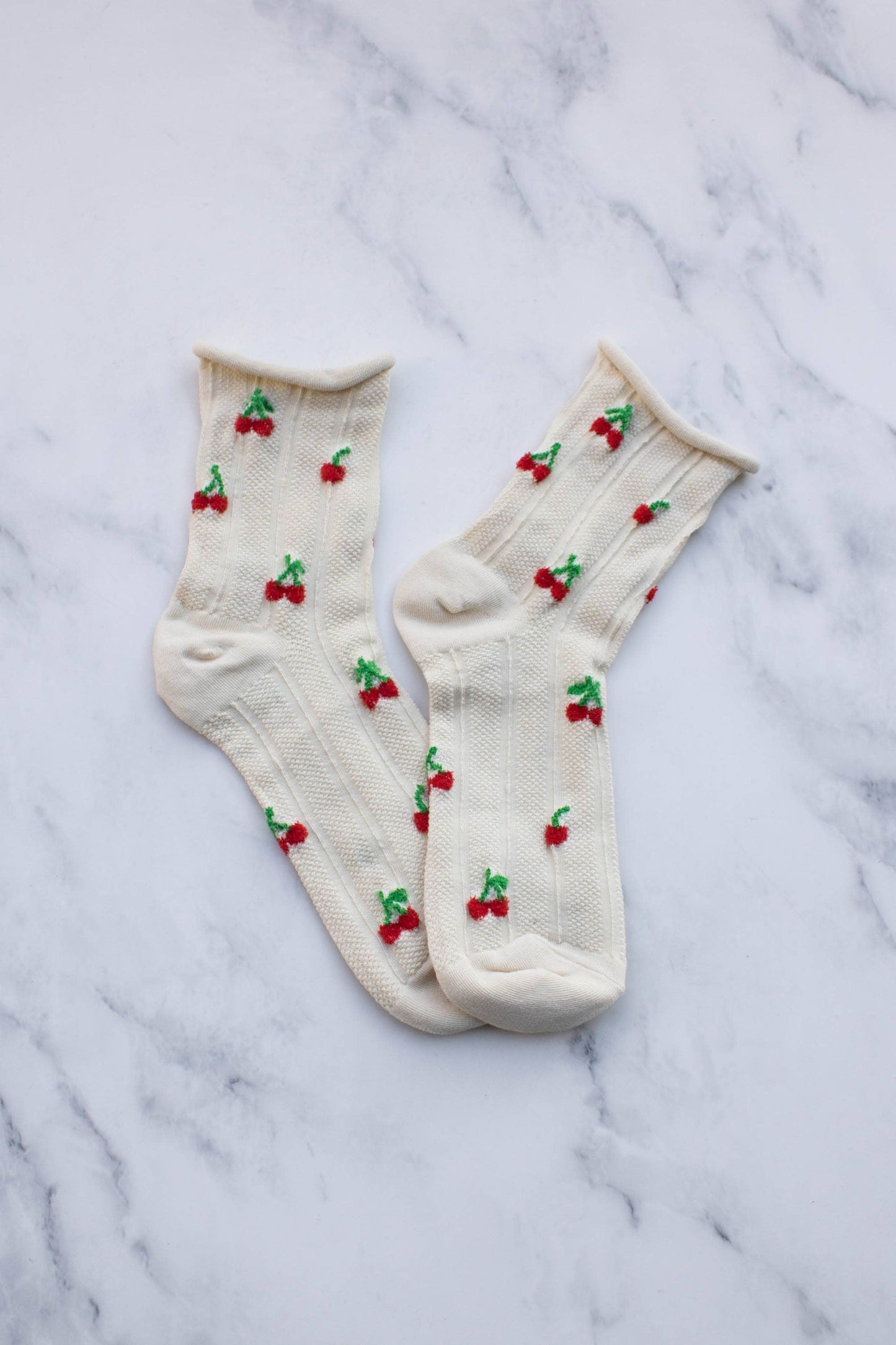 Women's Vintage Cherry Socks | Oatmeal/Cherry