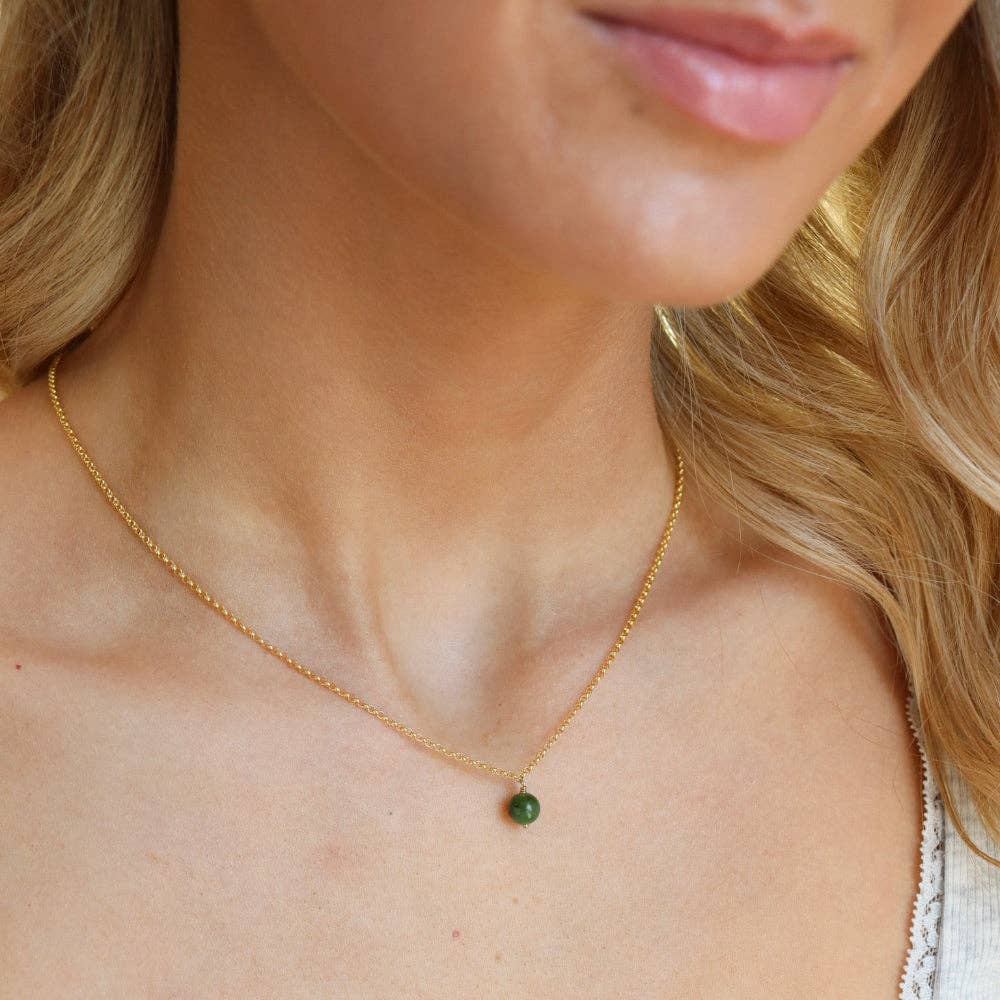 Green Jade Harmony Necklace | 14k Gold Fill / 16"