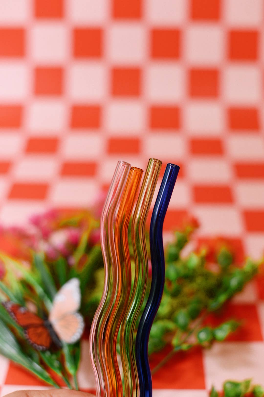 Wavy Glass Straws: Emerald