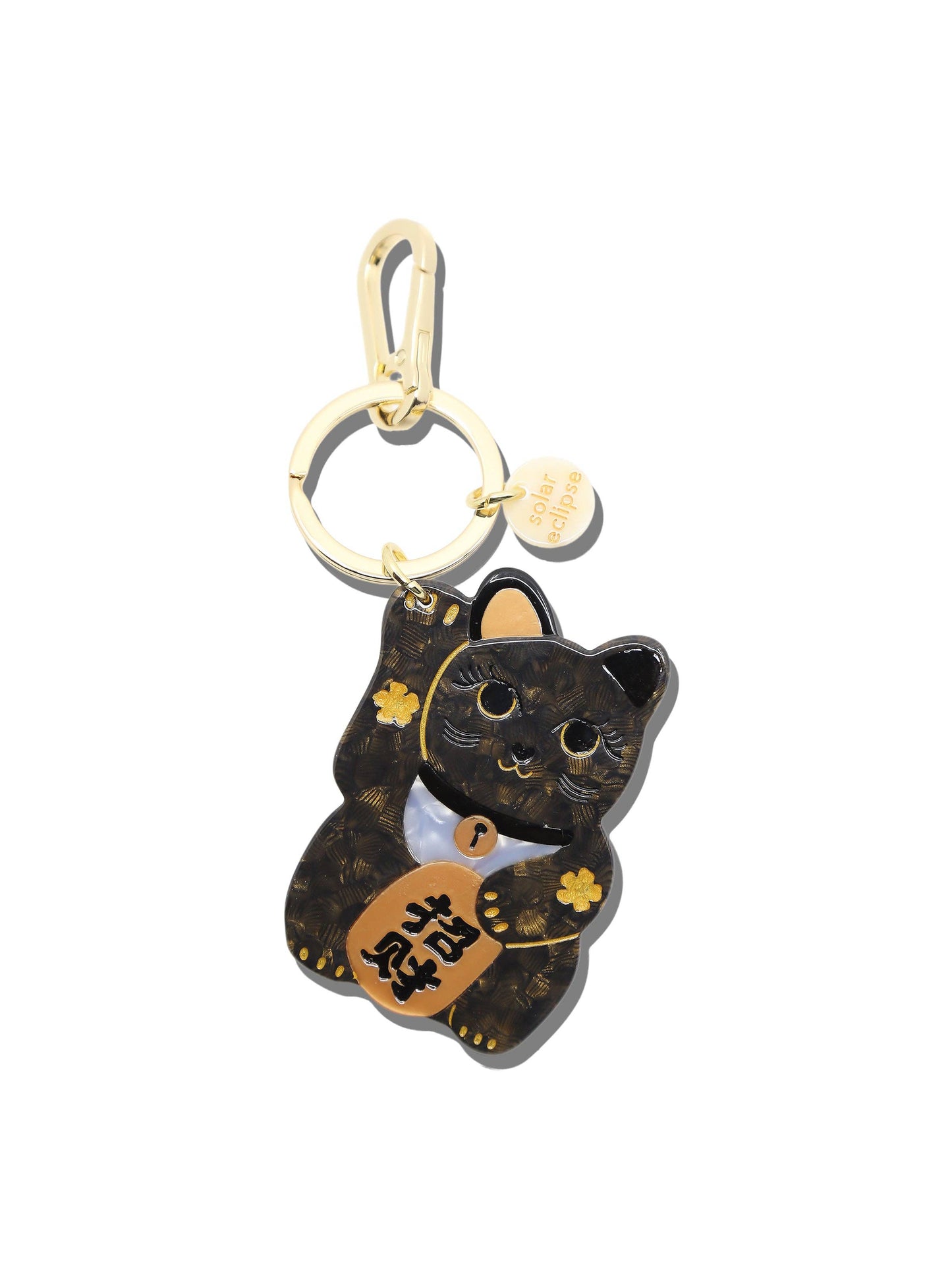 Hand-painted Maneki-Neko Cat Bag Charm + Keychain | Eco-Friendly: Good Fortune