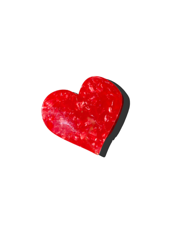 Heart Acetate Claw Hair Clip | Red