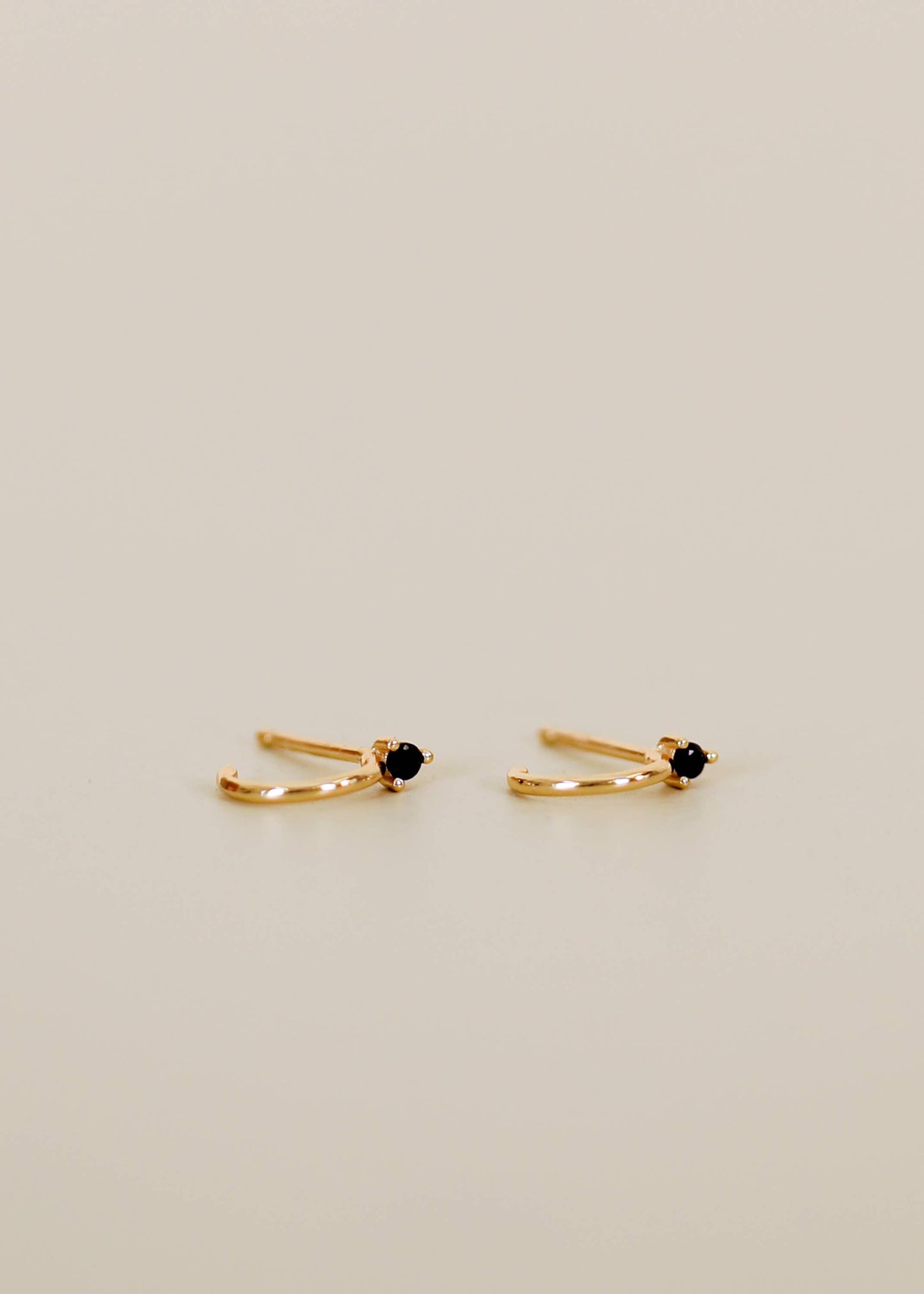 Open Mini Hoop Earrings | Gold | Black CZ