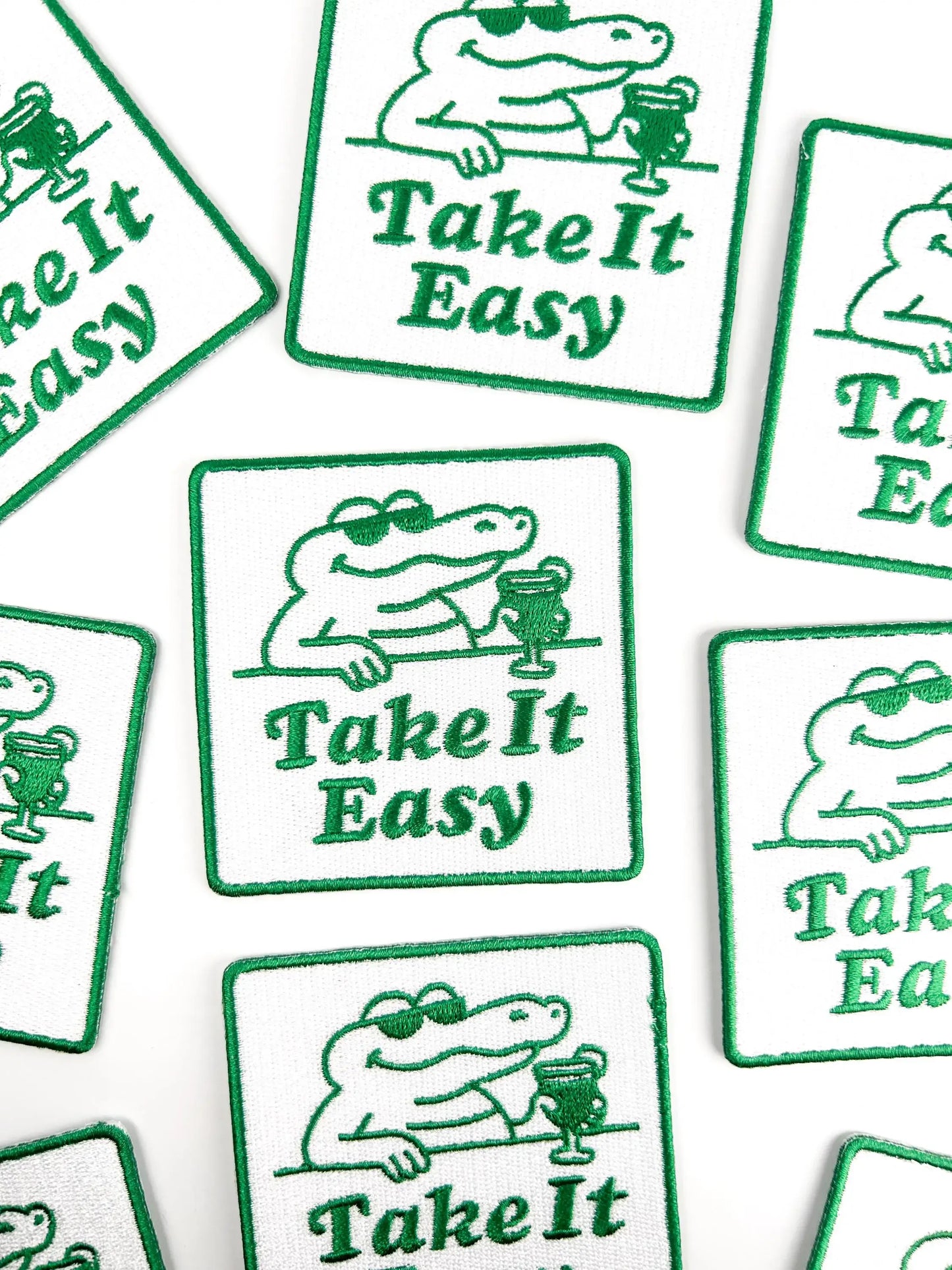 Take It Easy Iron On Patch Retro Alligator Patch