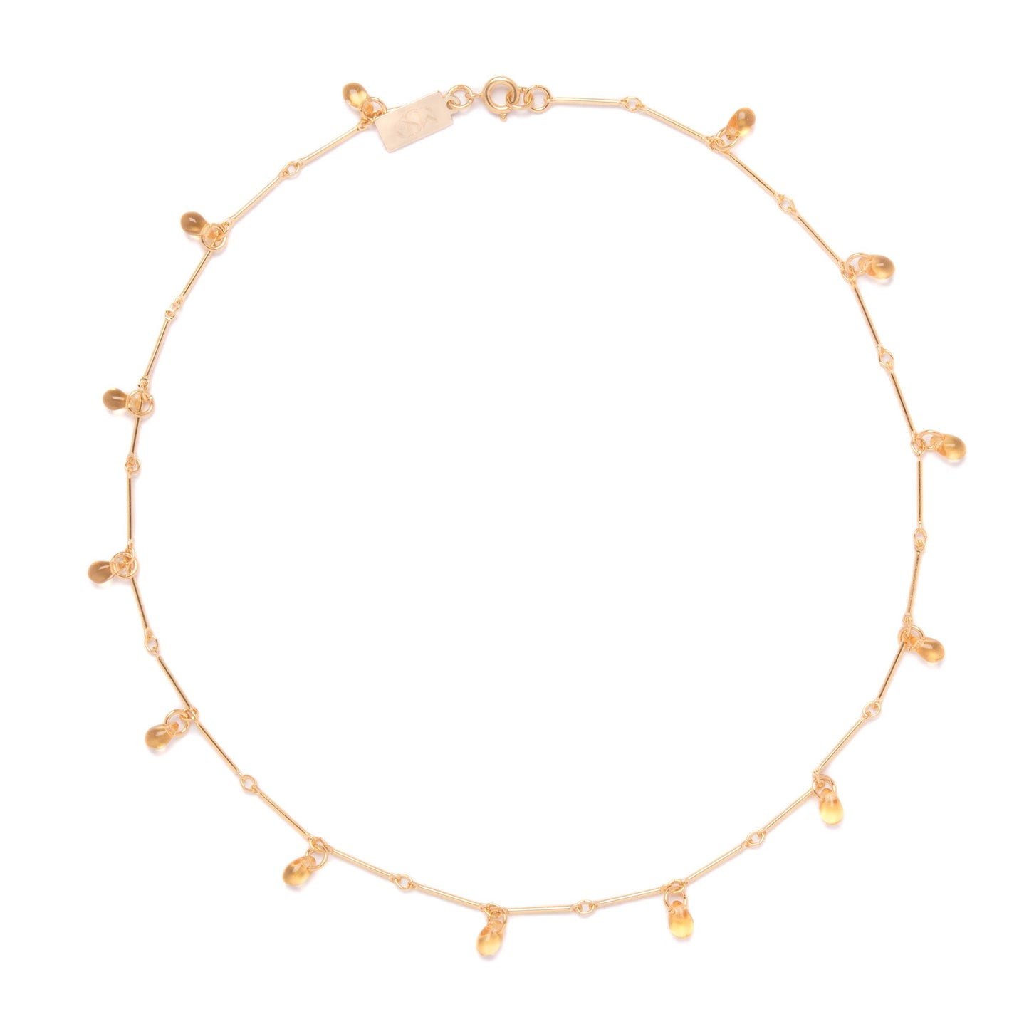 Teardrop Fringe Necklace | Topaz Glass