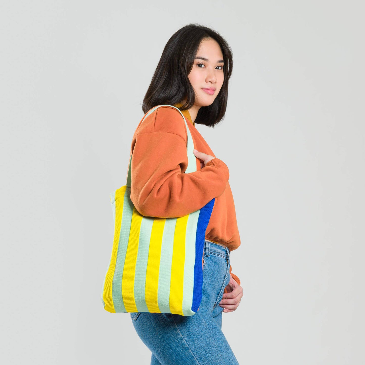 Super Stripe Knit Tote | Jade Yellow