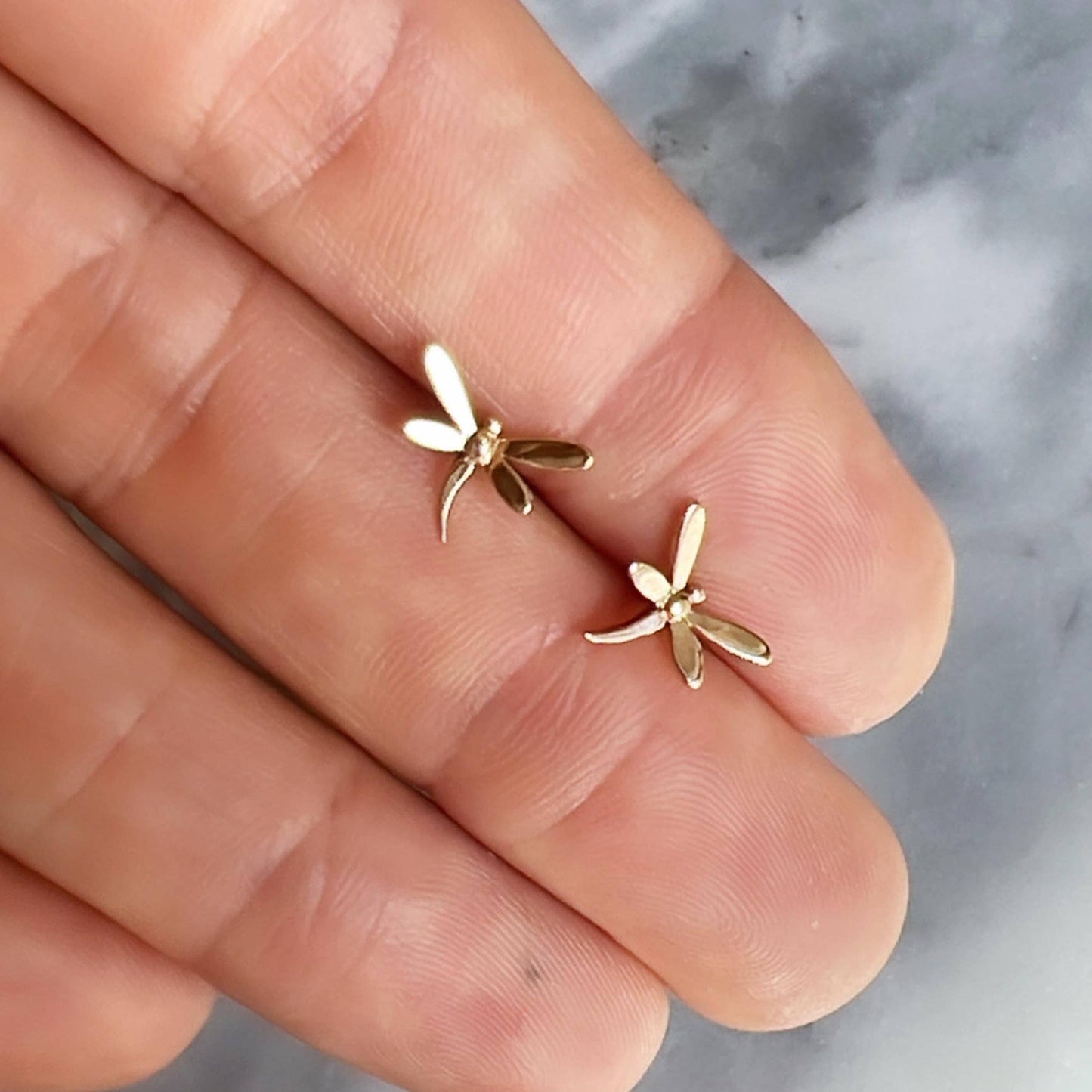 14kt Gold Dragonfly Studs