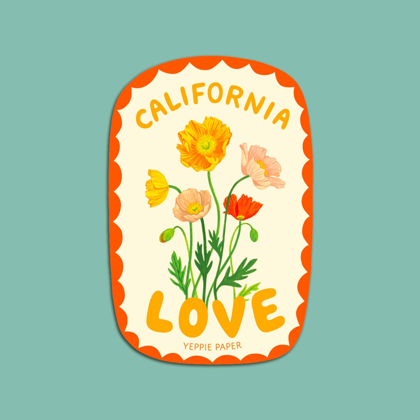California Love Poppies Wildflower - Die Cut Sticker
