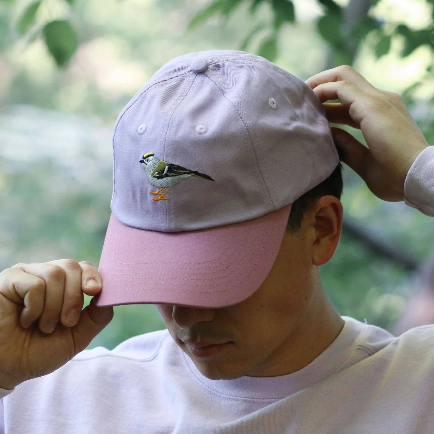 Golden-crowned Kinglet Dad Hat: Orchid