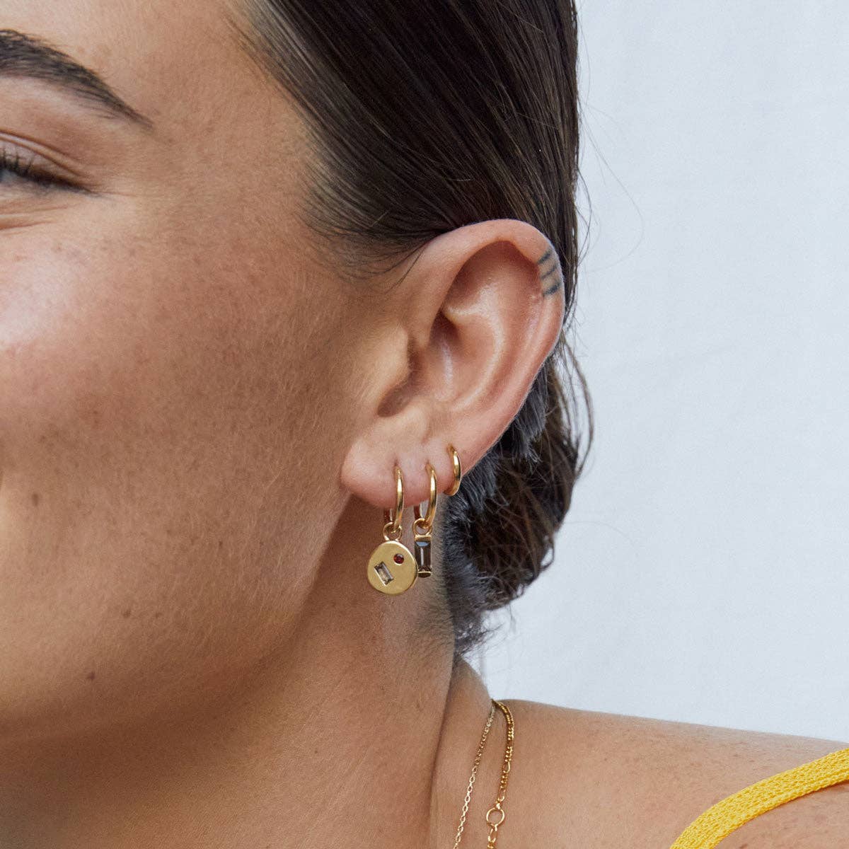 Kaleidoscopic Charm Huggie Earrings | Gold Plated Sterling Silver