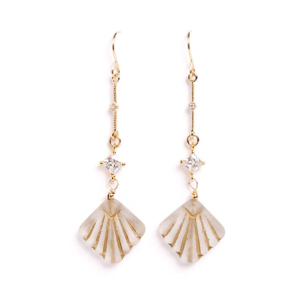 Maeve-Frosted Beige Earrings
