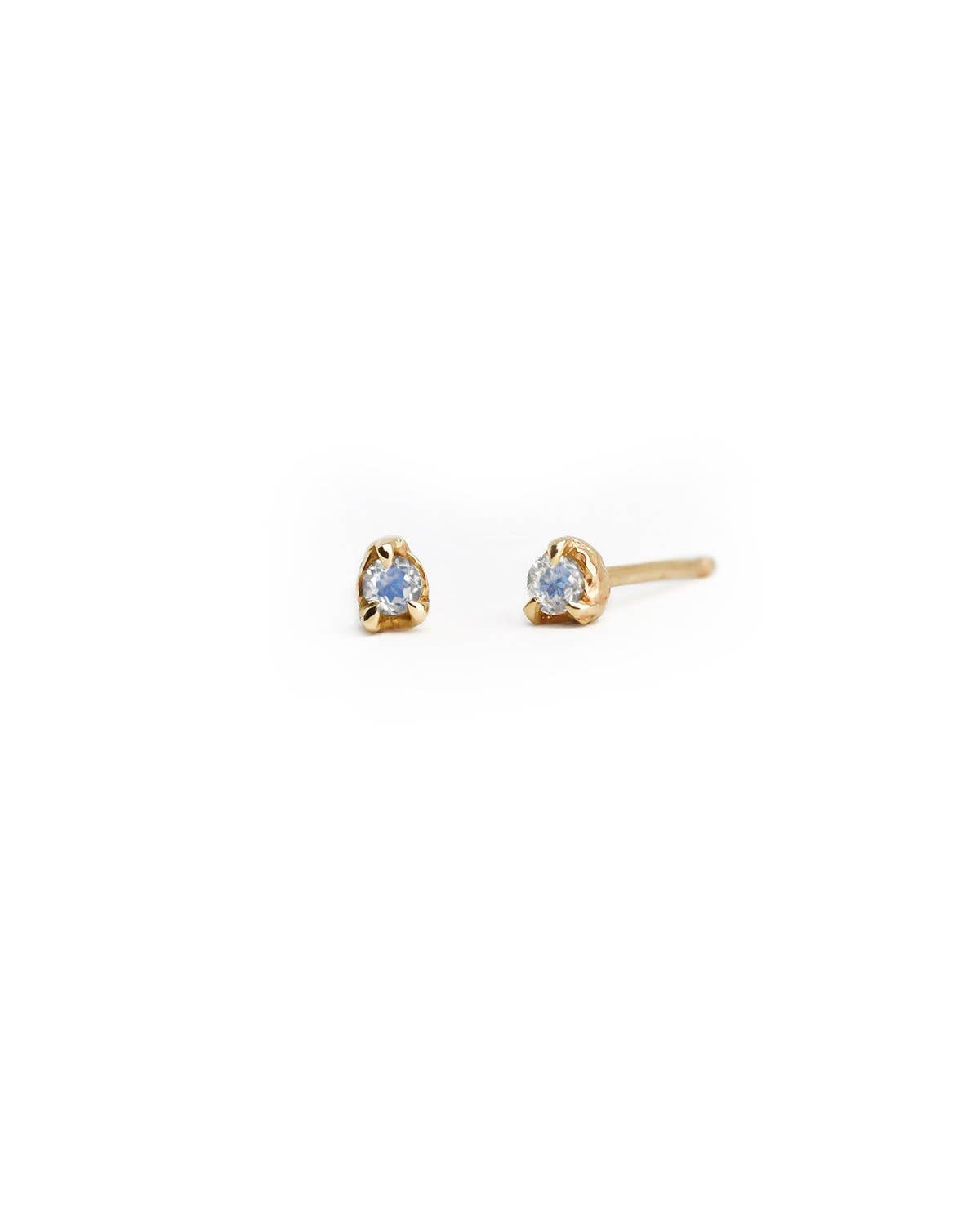 Solid Gold Moonstone Earrings: 10k yellow / Pair