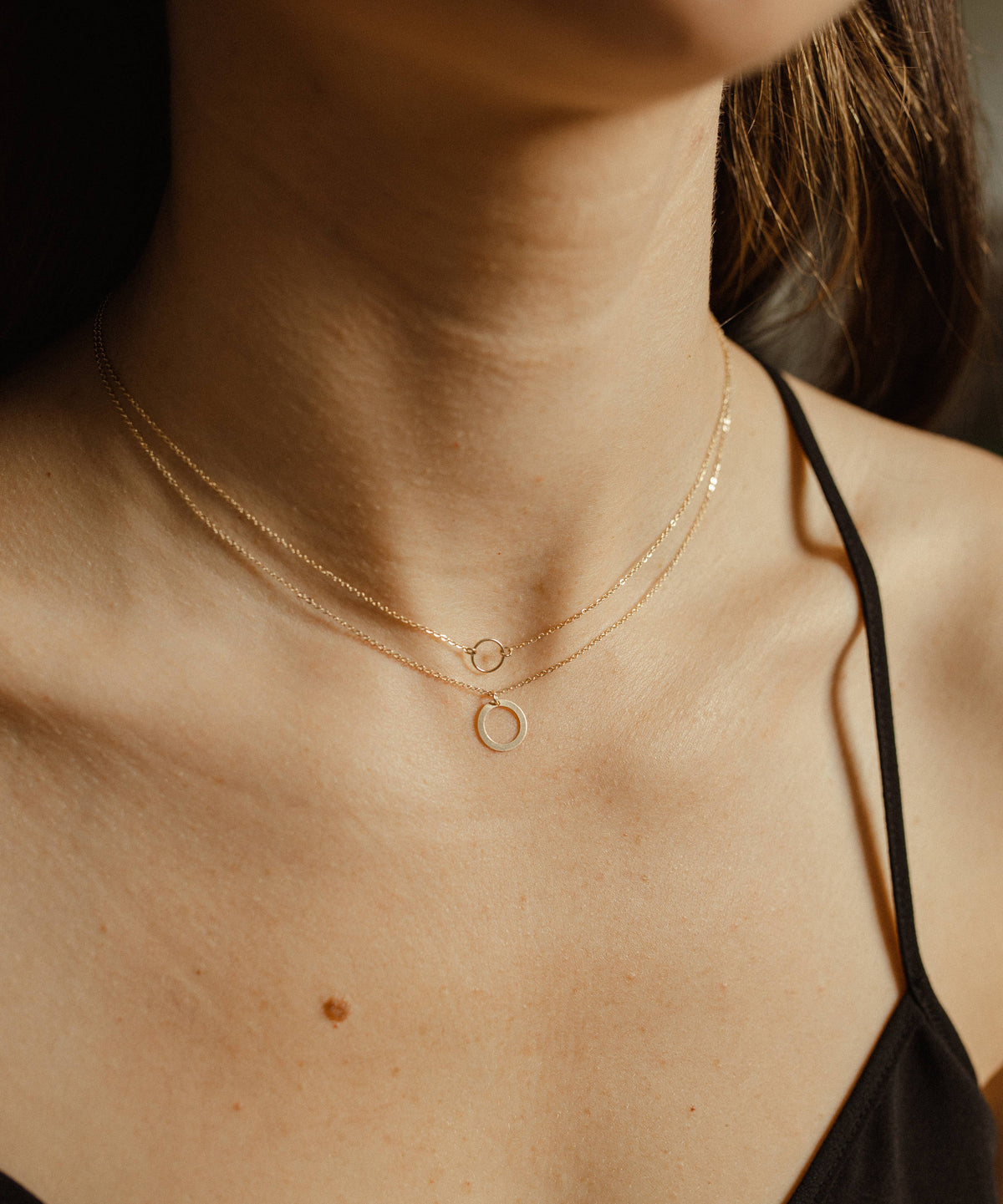 14k Solid Gold Tiny Circle Necklace