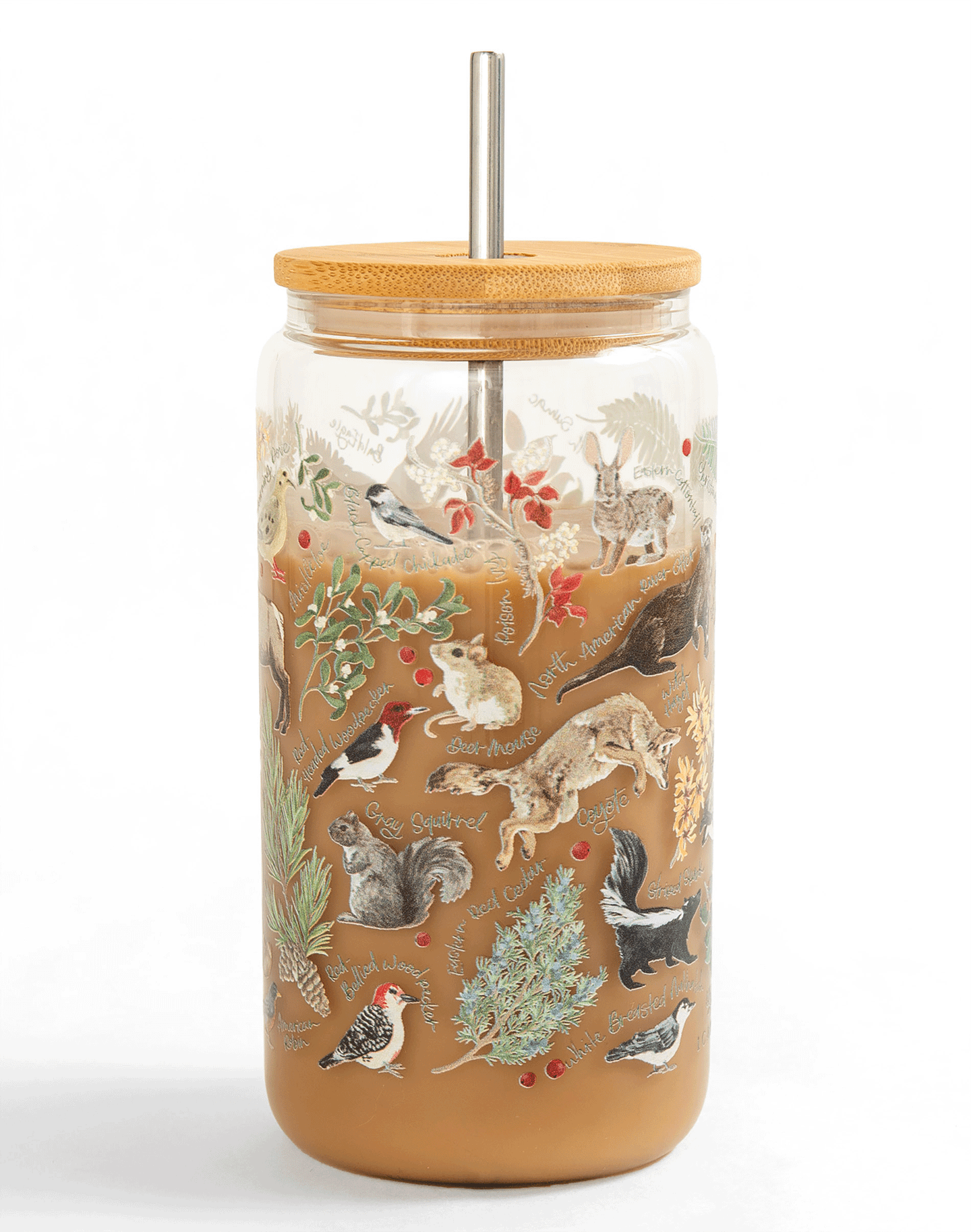 Winter Flora & Fauna Glass Can