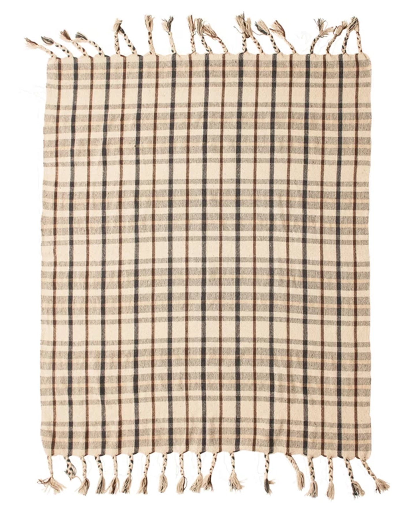 Recycled Cotton Blend Throw With Fringe